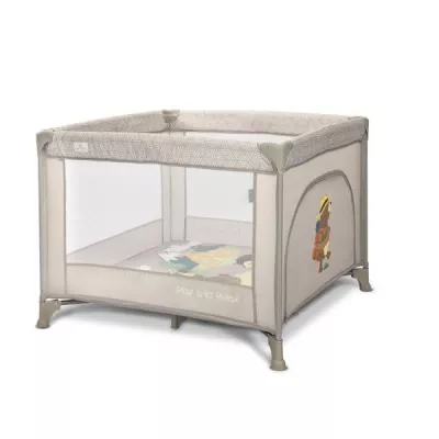 Tarcuri copii - Tarc de joaca Play N Relax, 100x100x75 cm, deschidere laterala cu fermoar, geanta de transport, Beige Camping, bebelorelli.ro