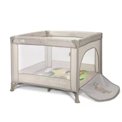 Tarc de joaca Play N Relax, 100x100x75 cm, deschidere laterala cu fermoar, geanta de transport, Beige Camping