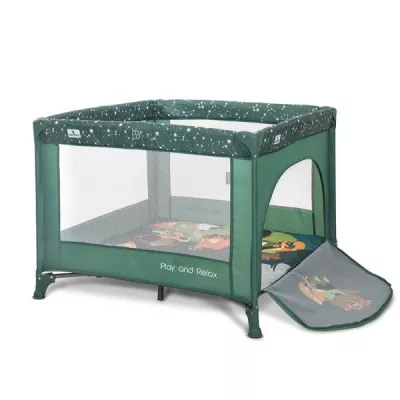 Tarc de joaca Play N Relax, 100x100x75 cm, deschidere laterala cu fermoar, geanta de transport, Green Night