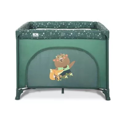 Tarc de joaca Play N Relax, 100x100x75 cm, deschidere laterala cu fermoar, geanta de transport, Green Night
