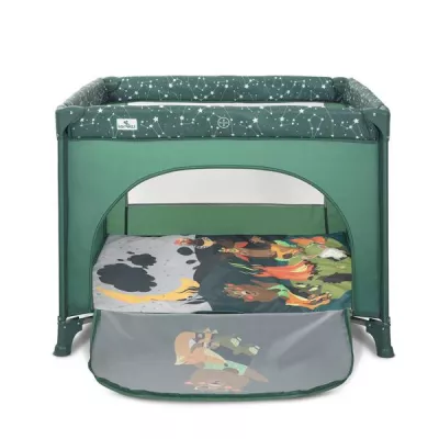 Tarc de joaca Play N Relax, 100x100x75 cm, deschidere laterala cu fermoar, geanta de transport, Green Night