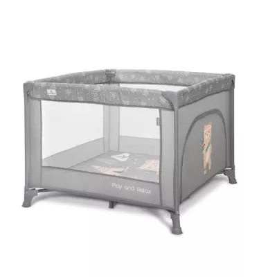 Tarcuri copii - Tarc de joaca Play N Relax, 100x100x75 cm, deschidere laterala cu fermoar, geanta de transport, Grey Adventure, bebelorelli.ro