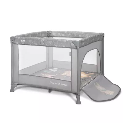 Tarc de joaca Play N Relax, 100x100x75 cm, deschidere laterala cu fermoar, geanta de transport, Grey Adventure