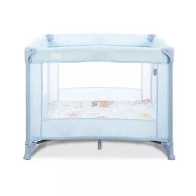 Tarc de joaca Play N Relax, 100x100x75 cm, deschidere laterala cu fermoar, geanta de transport, Airy Blue Sea
