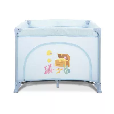 Tarc de joaca Play N Relax, 100x100x75 cm, deschidere laterala cu fermoar, geanta de transport, Airy Blue Sea
