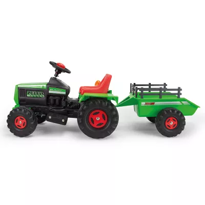 Tractor electric cu remorca Injusa, 6V, cu sunete si lumini, baterie si incarcator incluse, 1 an+, Verde