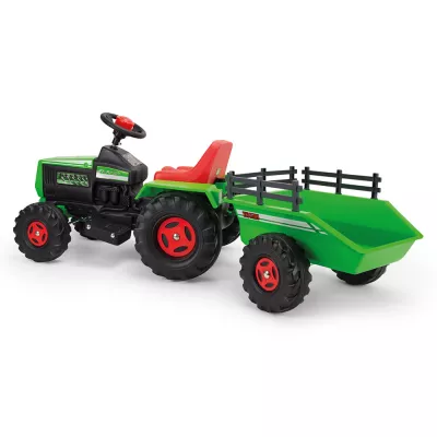 Tractor electric cu remorca Injusa, 6V, cu sunete si lumini, baterie si incarcator incluse, 1 an+, Verde