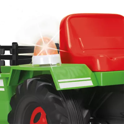 Tractor electric cu remorca Injusa, 6V, cu sunete si lumini, baterie si incarcator incluse, 1 an+, Verde