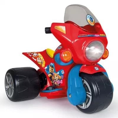 Tricicleta electrica pentru copii Injusa, licenta Disney, Paw Patrol, 6V, cu pedala de acceleratie, lumini frontale, 1-3 ani, Rosu cu Albastru