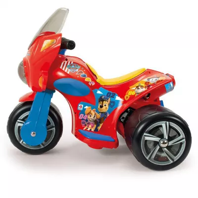 Tricicleta electrica pentru copii Injusa, licenta Disney, Paw Patrol, 6V, cu pedala de acceleratie, lumini frontale, 1-3 ani, Rosu cu Albastru