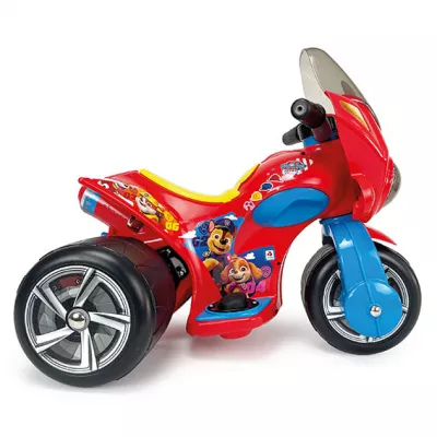 Tricicleta electrica pentru copii Injusa, licenta Disney, Paw Patrol, 6V, cu pedala de acceleratie, lumini frontale, 1-3 ani, Rosu cu Albastru