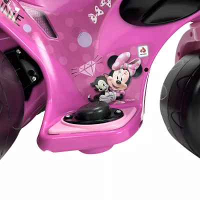 Tricicleta electrica pentru copii Injusa, licenta Disney, Minnie Mouse, 6V, cu pedala de acceleratie, 1-3 ani, Roz