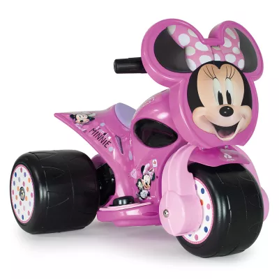 Tricicleta electrica pentru copii Injusa, licenta Disney, Minnie Mouse, 6V, cu pedala de acceleratie, 1-3 ani, Roz