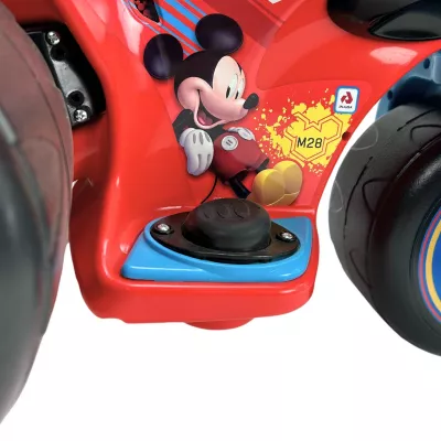 Tricicleta electrica pentru copii, Injusa, licenta Disney, Mickey Mouse, 6V, cu pedala de acceleratie, 1-3 ani, Rosu cu Albastru