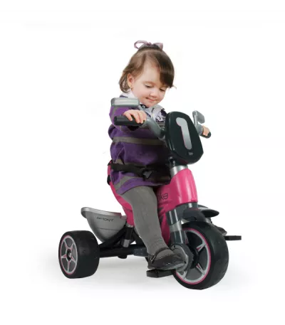 Triciclete - Tricicleta evolutiva pentru copii, Injusa, Body Pink, cu maner parental, include rucsac, 10 luni+, bebelorelli.ro