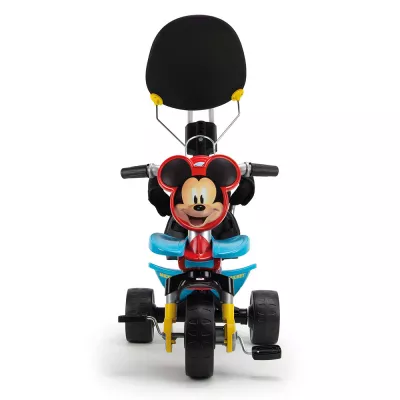Tricicleta evolutiva pentru copii Injusa, licenta Disney, Mickey Mouse, cu maner parental, anvelope EVA, 10 luni-3 ani, Multicolor