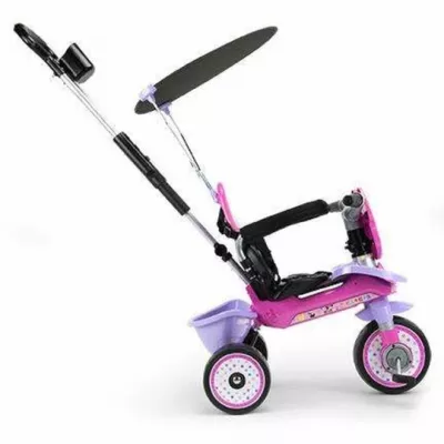 Tricicleta evolutiva pentru copii, Injusa, licenta Disney, Minnie Mouse, cu maner parental, anvelope EVA, 18 luni-3 ani