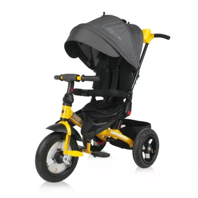 Tricicleta multifunctionala 4in1, Jaguar Air, roti mari cu camera, Black & Yellow