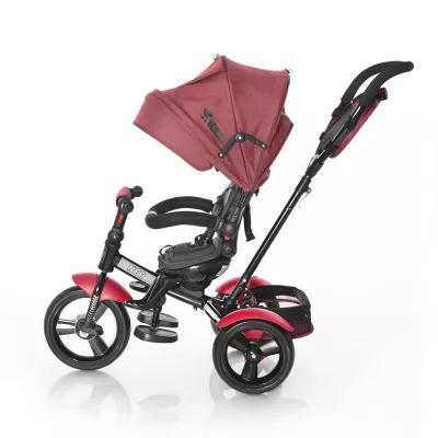 Tricicleta multifunctionala 4in1, Neo Air, roti mari cu camera, Red & Black Luxe