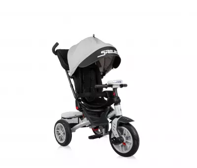 Triciclete - Tricicleta multifunctionala 4in1, Speedy Air, roti cu camera, scaun rotativ, Grey & Black, bebelorelli.ro
