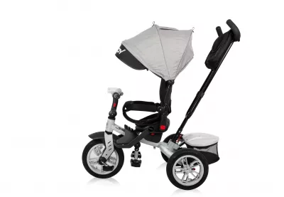 Tricicleta multifunctionala 4in1, Speedy Air, roti cu camera, scaun rotativ, Grey & Black