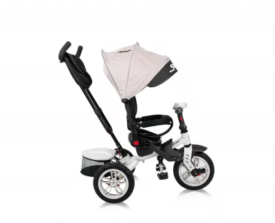 Tricicleta multifunctionala 4in1, Speedy Air, roti cu camera, scaun rotativ, Ivory&Black