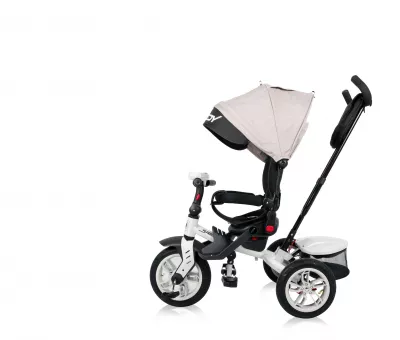 Tricicleta multifunctionala 4in1, Speedy Air, roti cu camera, scaun rotativ, Ivory&Black