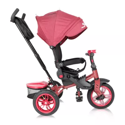 Tricicleta multifunctionala 4in1, Speedy Air, roti cu camera, scaun rotativ, Red & Black
