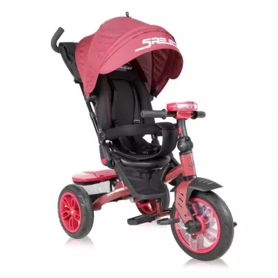 Triciclete - Tricicleta multifunctionala 4in1, Speedy Air, roti cu camera, scaun rotativ, Red & Black, bebelorelli.ro