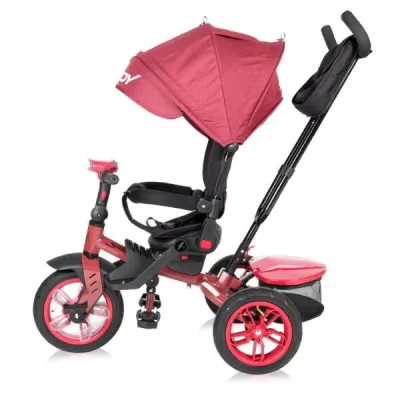 Tricicleta multifunctionala 4in1, Speedy Air, roti cu camera, scaun rotativ, Red & Black