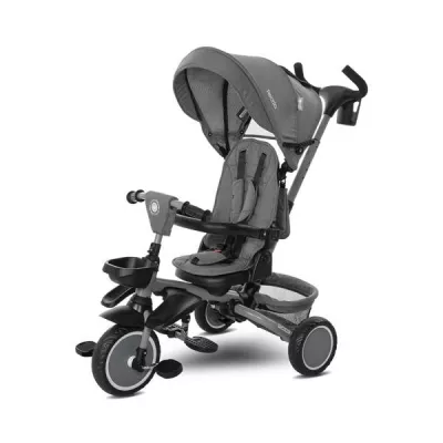 Tricicleta pentru copii, Freccia, multifunctionala, pliabila, sezut rotativ 360 grade, Grey & Black