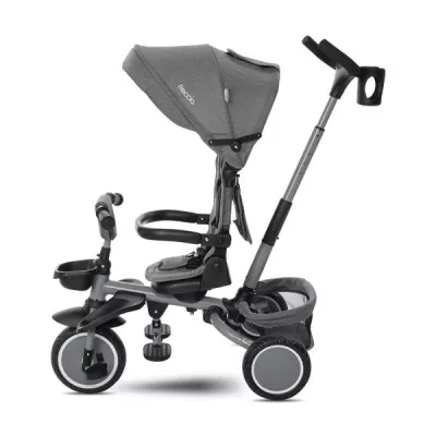 Tricicleta pentru copii, Freccia, multifunctionala, pliabila, sezut rotativ 360 grade, Grey & Black