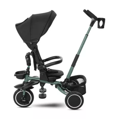 Tricicleta pentru copii, Freccia, multifunctionala, pliabila, sezut rotativ 360 grade, Black & Green