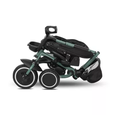 Tricicleta pentru copii, Freccia, multifunctionala, pliabila, sezut rotativ 360 grade, Black & Green