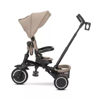 Tricicleta pentru copii, Freccia, multifunctionala, pliabila, sezut rotativ 360 grade, Beige