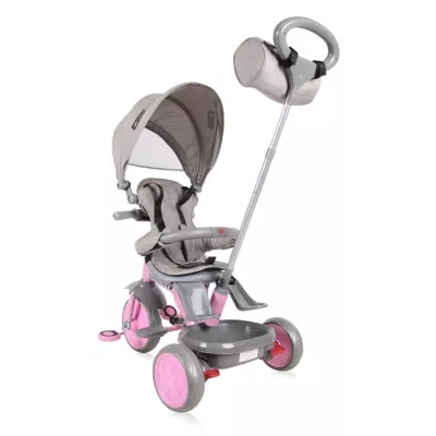 Lichidare de Stoc % - Tricicleta pentru copii, Lucky Crew, multifunctionala, Grey & Pink, bebelorelli.ro