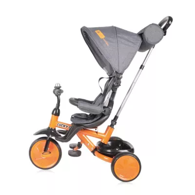 Tricicleta pentru copii, Lucky Crew, multifunctionala, Black & Orange