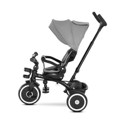 Tricicleta pentru copii, Tino, sezut rotativ 360 grade, scaun rabatabil, control parental, Grey