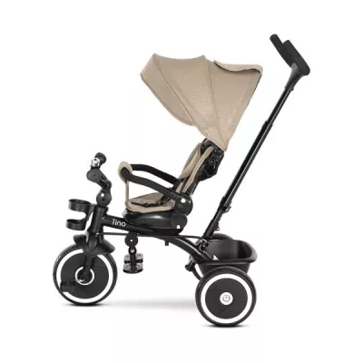 Tricicleta pentru copii, Tino, sezut rotativ 360 grade, scaun rabatabil, control parental, Beige