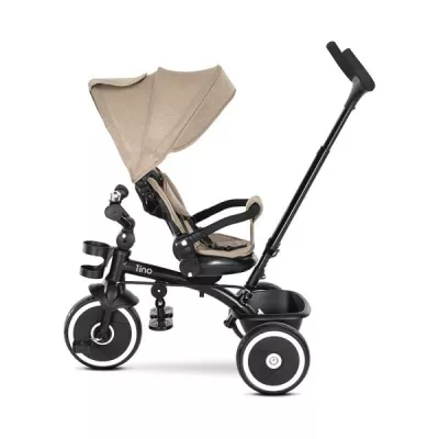 Tricicleta pentru copii, Tino, sezut rotativ 360 grade, scaun rabatabil, control parental, Beige