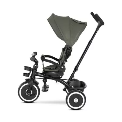 Tricicleta pentru copii, Tino, sezut rotativ 360 grade, scaun rabatabil, control parental, Green