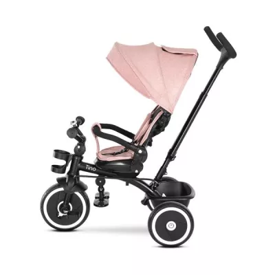 Tricicleta pentru copii, Tino, sezut rotativ 360 grade, scaun rabatabil, control parental, Pink