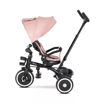 Tricicleta pentru copii, Tino, sezut rotativ 360 grade, scaun rabatabil, control parental, Pink