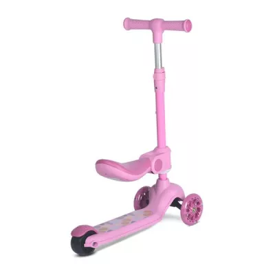 Trotineta, Jetster Plus, 3 ani+, pana la 20 kg, scaun pliabil si reglabil 4 pozitii, roti PU cu luminite, Pink