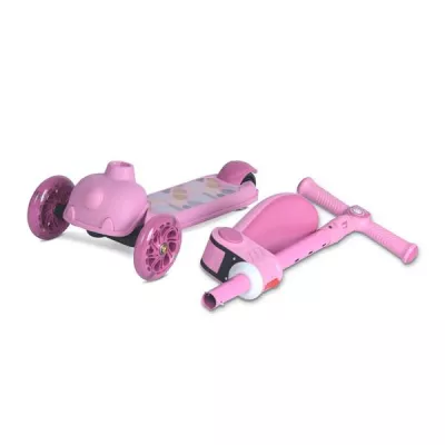 Trotineta, Jetster Plus, 3 ani+, pana la 20 kg, scaun pliabil si reglabil 4 pozitii, roti PU cu luminite, Pink