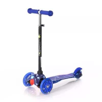 Trotineta pentru copii, 3 Ani+, 3 roti cu leduri, Mini, Blue Cosmos