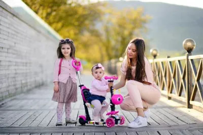 Trotineta pentru copii Smart Plus, Pink Butterfly