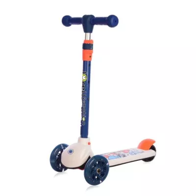 Trotineta pentru copii, Tamtam, 3 ani+, roti cu lumini, Crazy Navy Blue