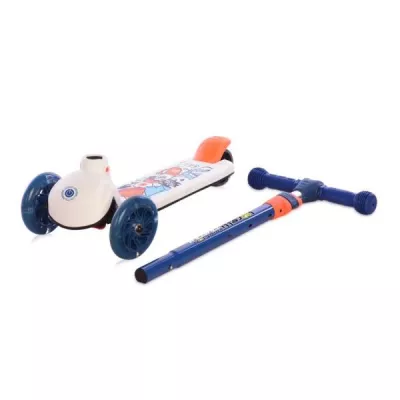 Trotineta pentru copii, Tamtam, 3 ani+, roti cu lumini, Crazy Navy Blue