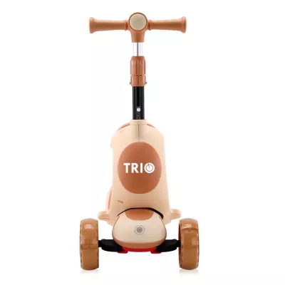 Trotineta pentru copii, Trio, 3 Ani+, roti cu leduri, Beige